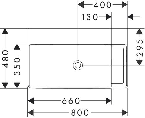 Hansgrohe-Xelu-Q-Aufsatzwaschtisch-geschliffen-mit-Ablage-rechts-800-480-ohne-Hahnloch-und-Ueberlauf-SmartClean-Weiss-61029450 gallery number 1